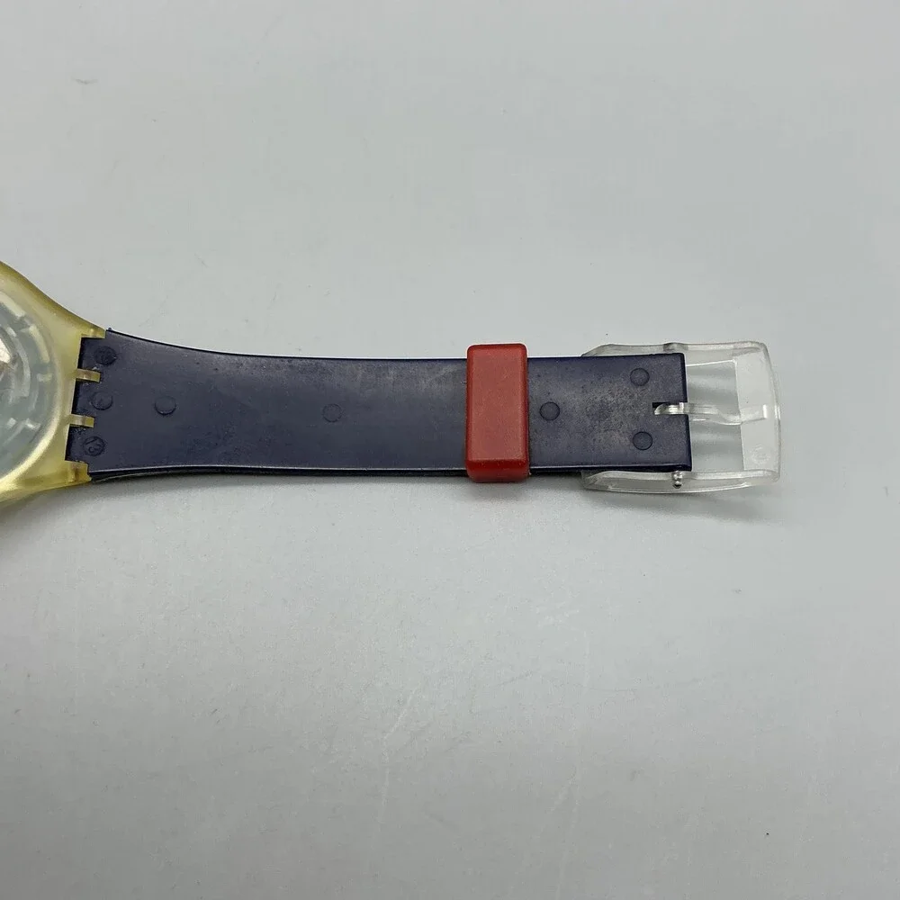 Swatch Gent Titi Parisien Womens Watch 34mm Blue Dial Blue Strap New Battery
